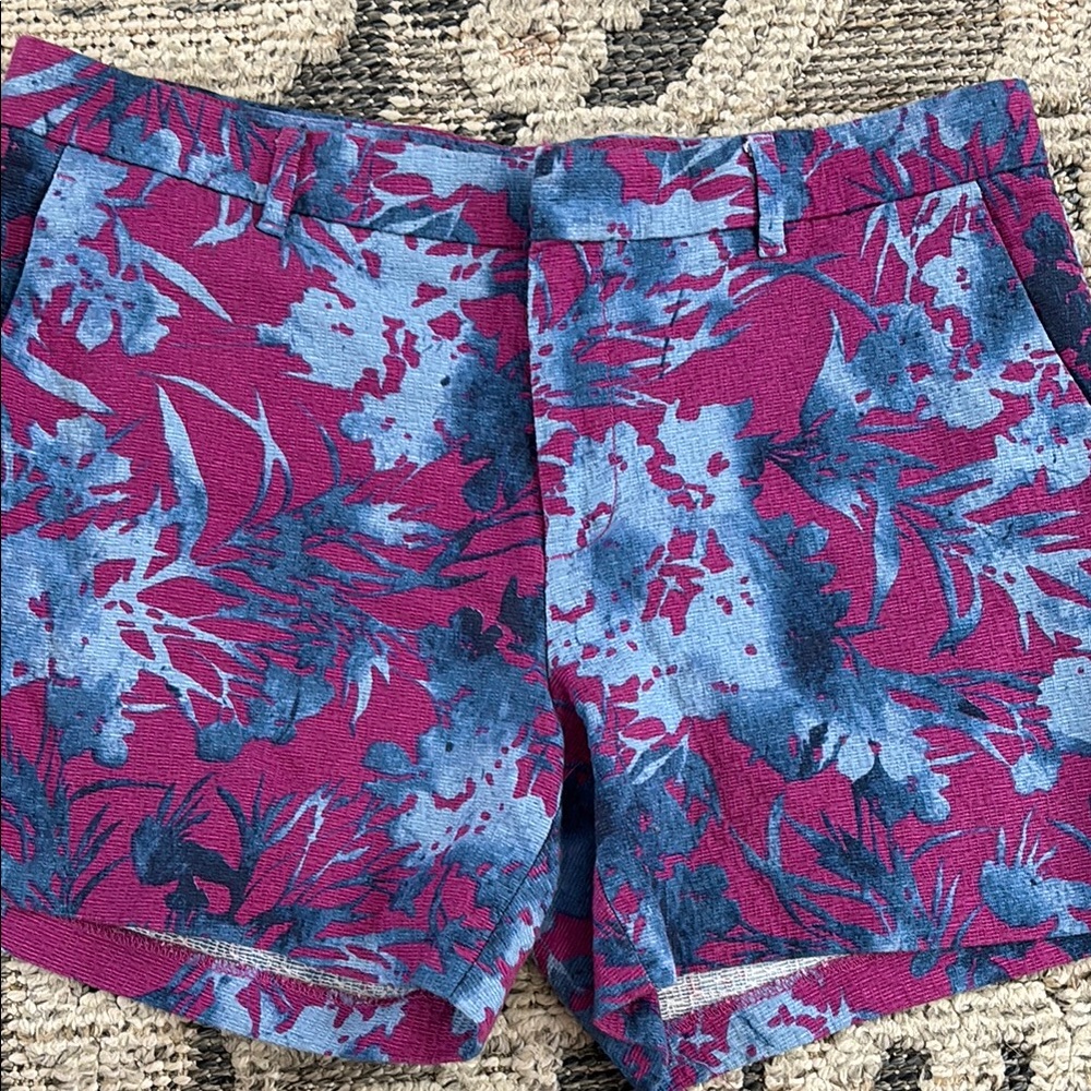 Banana Republic Pink and Blue Shorts Vibrant Floral Design